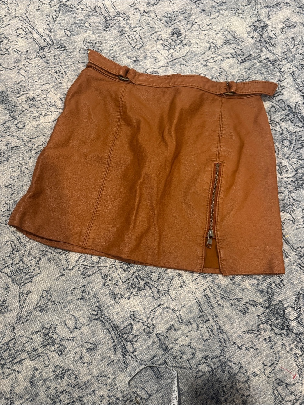 Free People Women's Faux Leather Mini Skirt in Cognac - 4